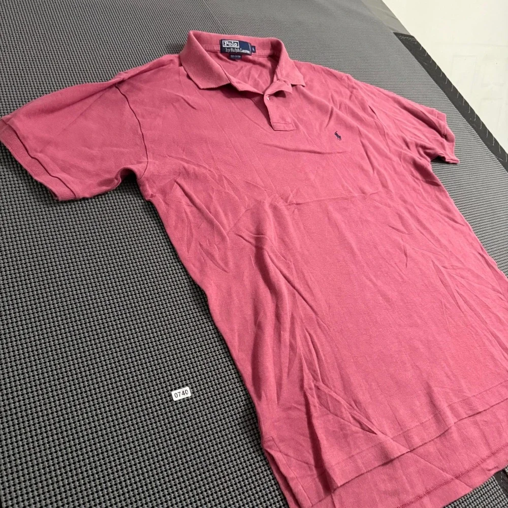 Polo Ralph Lauren Mens Large Pink Short Sleeve Cotton Pique Pony Logo Polo Shirt